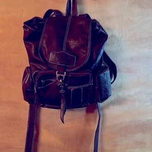 Chocolate brown backpack.